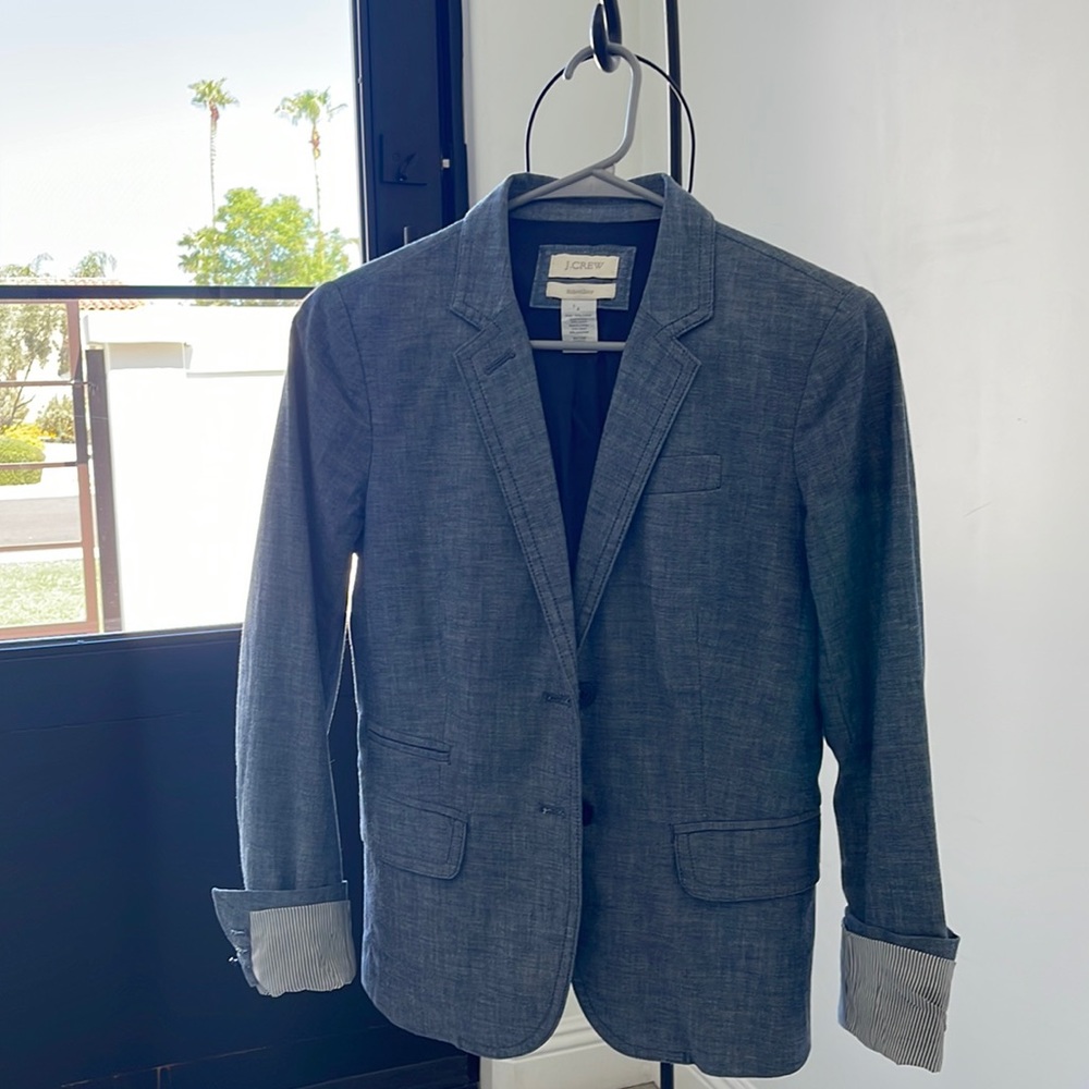 J Crew blue lined blazer with cuffs